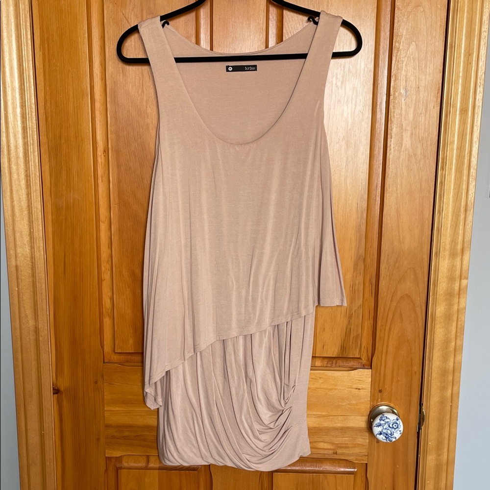 Elegant Beige rose Sleeveless Layered      Dress M